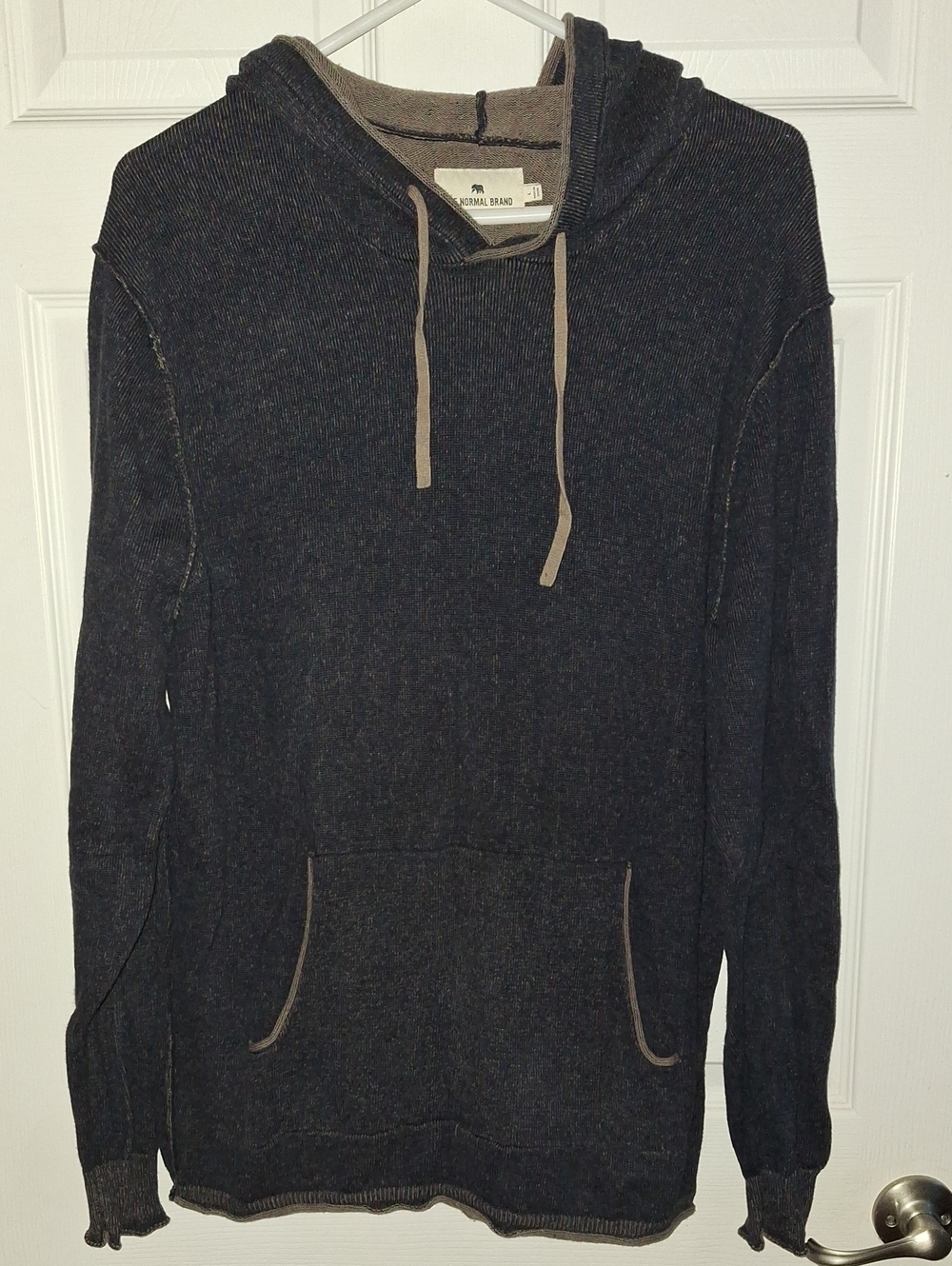 The Normal Brand Men's Grey Hooded Hoodie Pullover Sweatshirt Large
